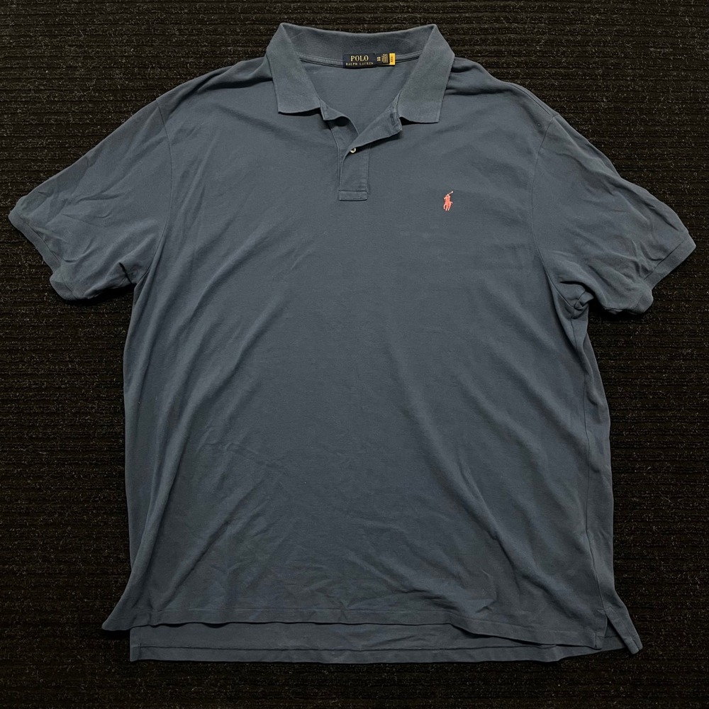 Polo Ralph Lauren Mens 4XB Big & Tall Navy Blue Short Sleeve Cotton Polo Shirt